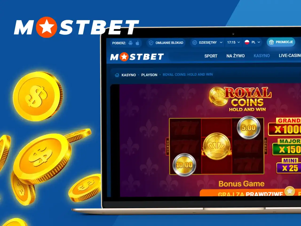 Gra Royal Coins w kasynie bukmacherskim Mostbet
